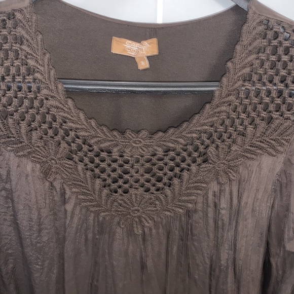 Dark Brown Carla Conti Italian Silk Blouse - Picture 5 of 14
